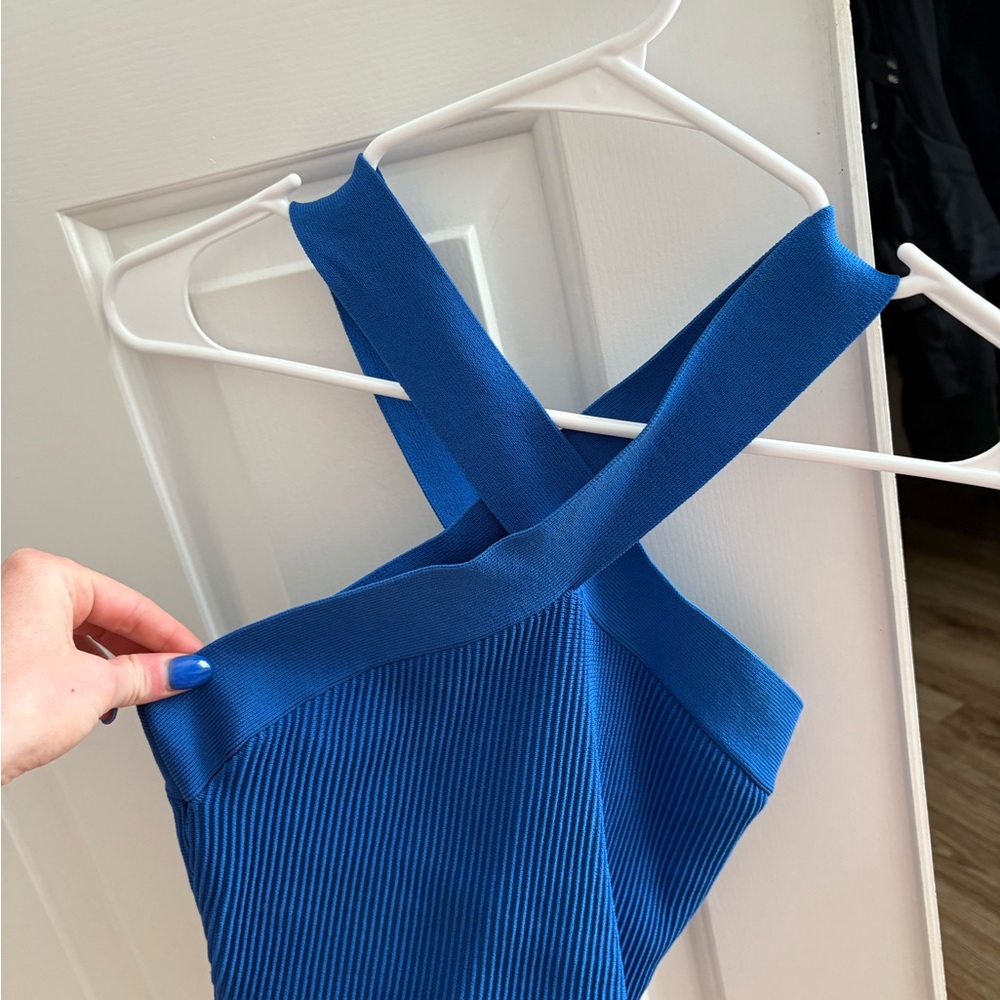 Aritzia Blue Ribbed Crop Top